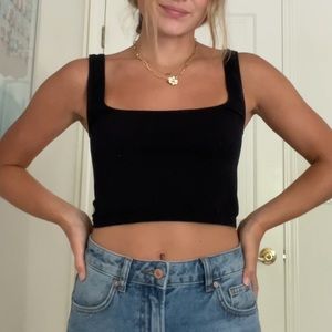 BLACK FREE PEOPLE SQUARE NECK TANK